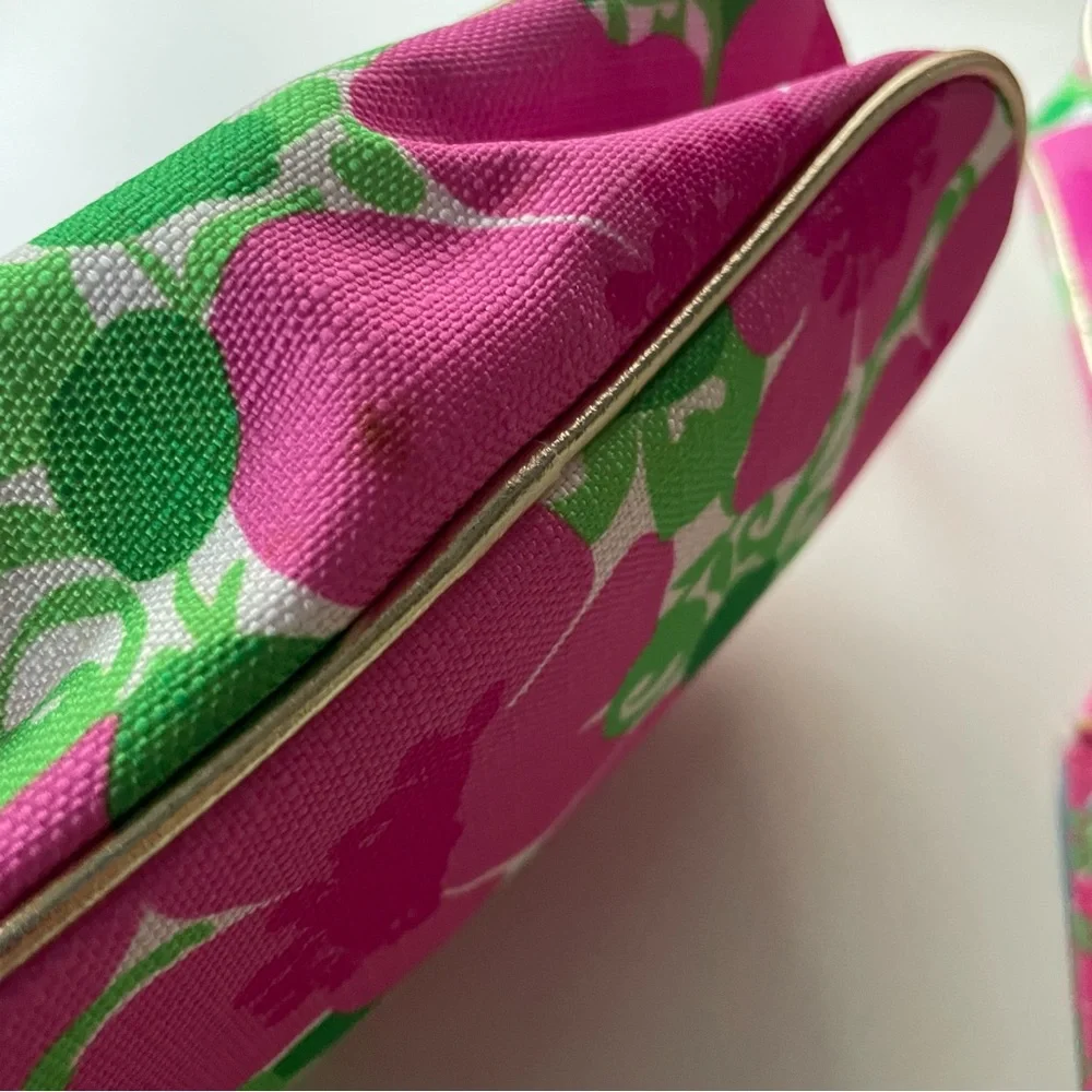 Lilly Pulitzer Estée Lauder Travel Cosmetic Bag Set Floral Pink and Green - Picture 7 of 7